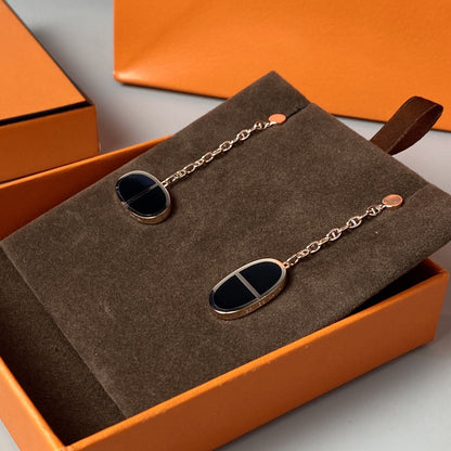 [Super Jewellery]CHAINE VERSO BLACK CERAMIC EARRINGS