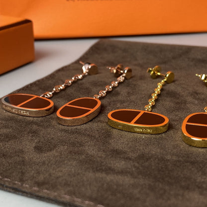 [Super Jewellery]CHAINE VERSO BLACK CERAMIC EARRINGS