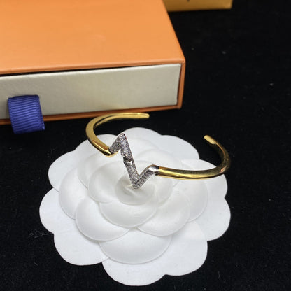 [Super Jewellery]VOLTE UPSITE DOWN DIAMOND GOLD OPEN BRACELET