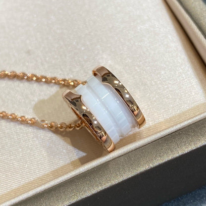[Super]ZERO 1 WHITE CERAMIC PINK GOLD NECKLACE