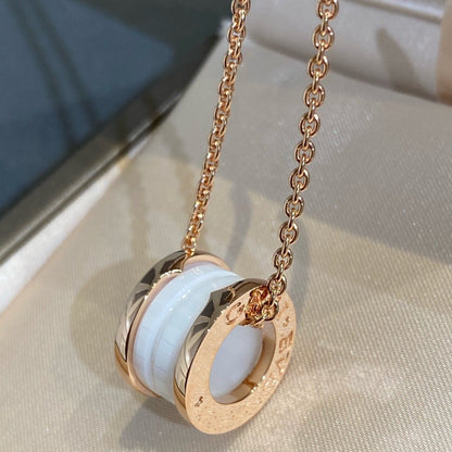 [Super]ZERO 1 WHITE CERAMIC PINK GOLD NECKLACE