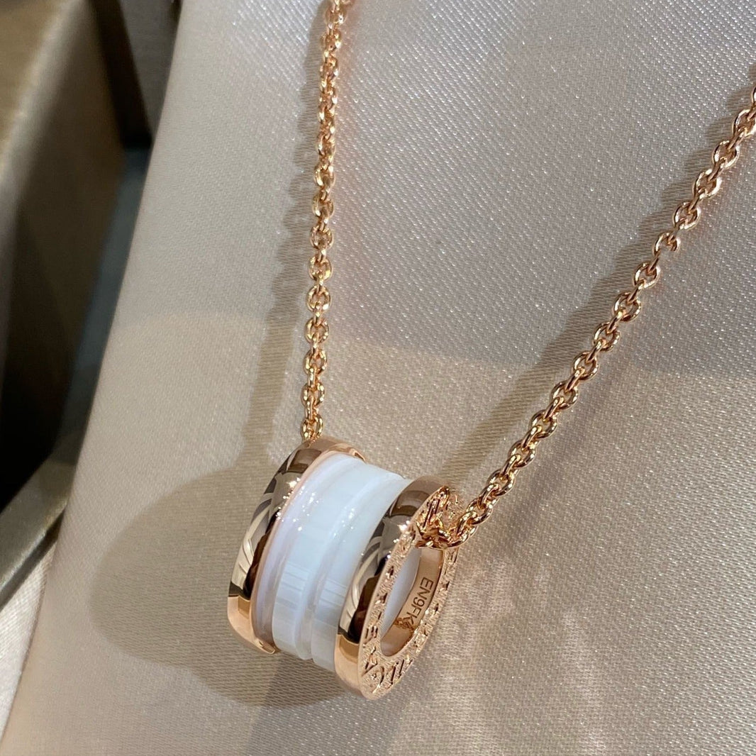 [Super]ZERO 1 WHITE CERAMIC PINK GOLD NECKLACE