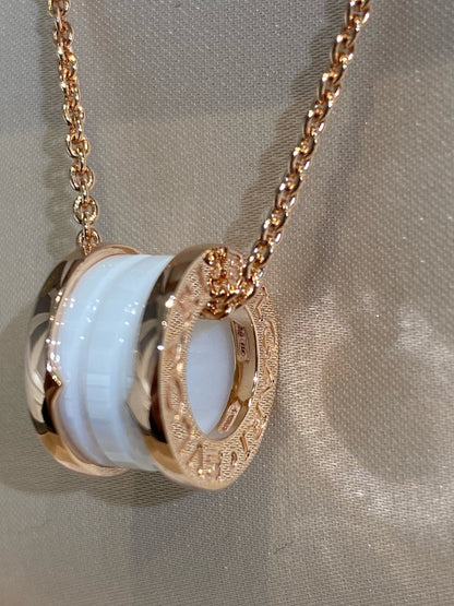 [Super]ZERO 1 WHITE CERAMIC PINK GOLD NECKLACE