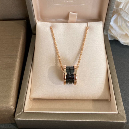 [Super]ZERO 1 BLACK CERAMIC PINK GOLD NECKLACE