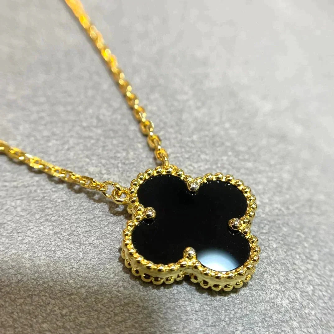 [Super CiCi ]CLOVER 15MM SCHWARZER ONYX EINZELNE BLUMENKETTE