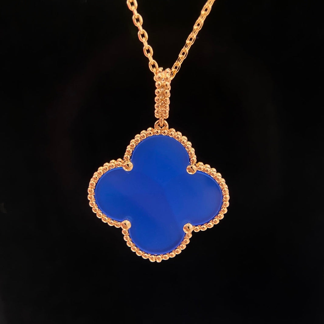 [Super Jewellery]CLOVER 25MM NECKLACE TURQUOISE ROSE GOLD