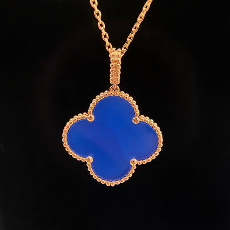 [Super Jewellery]CLOVER 25MM NECKLACE TURQUOISE ROSE GOLD