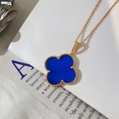 [Super Jewellery]CLOVER 25MM NECKLACE TURQUOISE ROSE GOLD
