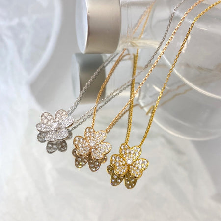 [Super Jewellery]FLOWER DIAMOND NECKLACE