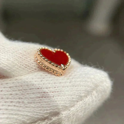 [Super Jewellery]HEART CARNELIAN STUD EARRINGS