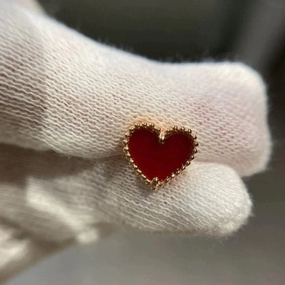 [Super Jewellery]HEART CARNELIAN STUD EARRINGS