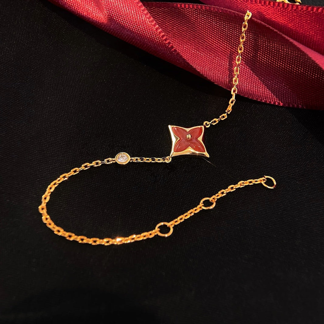 [Super Jewellery]COLOR STAR CARNELIAN PINK GOLD DIAMOND BRACELET