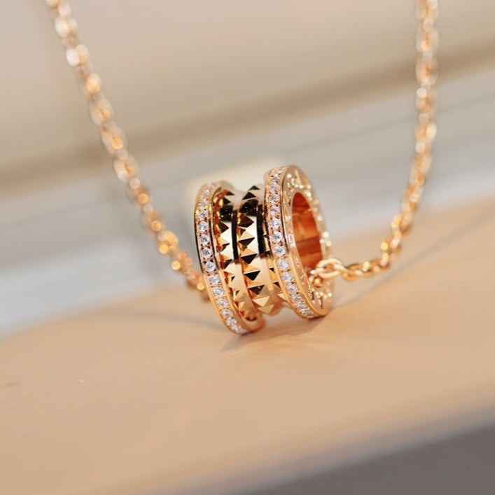 [Super]ZERO 1 ROCK PEDANT PINK GOLD NECKLACE