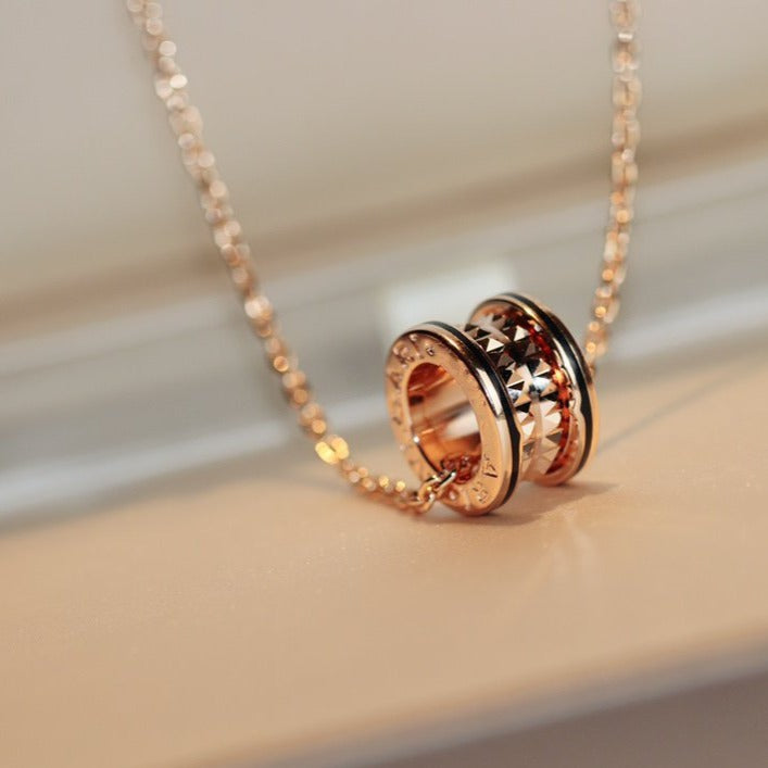 [Super]ZERO 1 ROCK PEDANT PINK GOLD BLACK NECKLACE