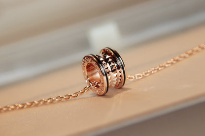 [Super]ZERO 1 ROCK PEDANT PINK GOLD BLACK NECKLACE