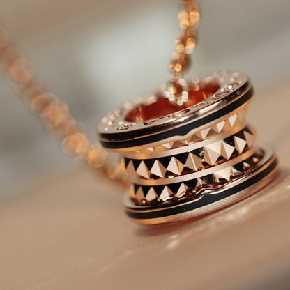 [Super]ZERO 1 ROCK PEDANT PINK GOLD BLACK NECKLACE