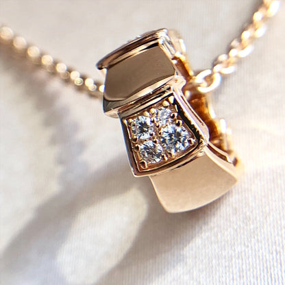 [Super]SERPENTI PEDANT DIAMOND PINK GOLD NECKLACE