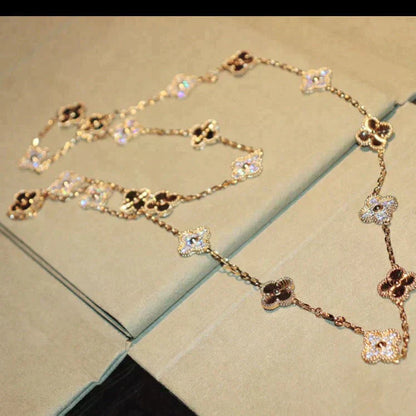 [Super Jewellery]CLOVER 20 MOTIFS LASER DIAMOND NECKLACE