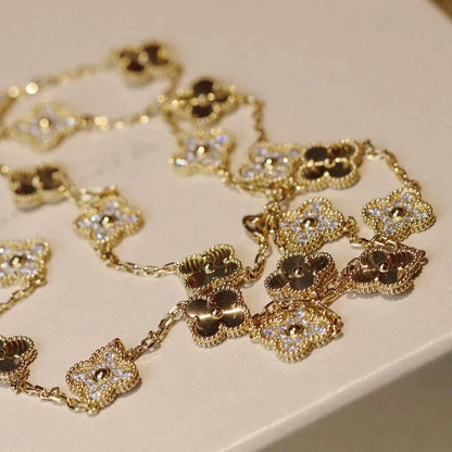 [Super Jewellery]CLOVER 20 MOTIFS LASER DIAMOND NECKLACE