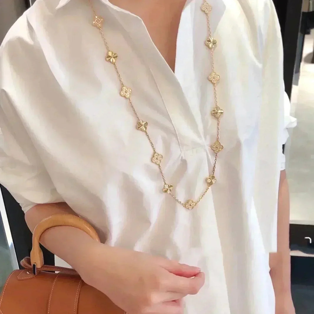 [Super Jewellery]CLOVER 20 MOTIFS LASER DIAMOND NECKLACE