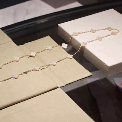[Super Jewellery]CLOVER 20 MOTIFS WHITE MOP NECKLACE