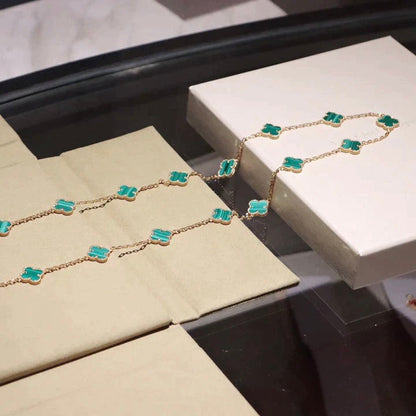[Super Jewellery]CLOVER 20 MOTIFS MALACHITE GOLD