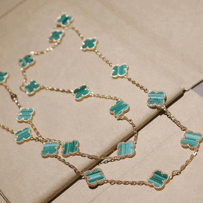 [Super Jewellery]CLOVER 20 MOTIFS MALACHITE GOLD