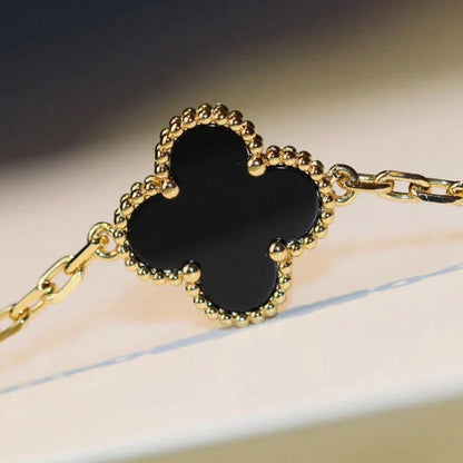 [Super Jewellery]CLOVER 20 MOTIFS ONYX NECKLACE