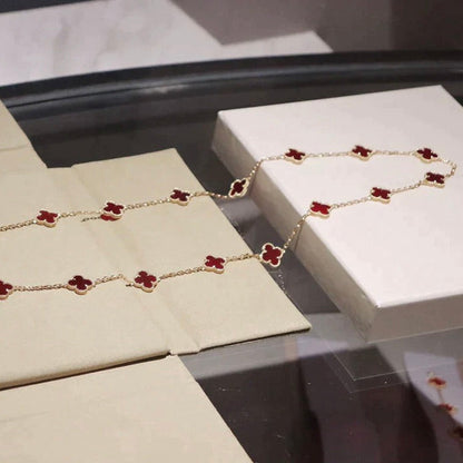 [Super Jewellery]CLOVER 20 MOTIFS CARNELIAN NECKLACE