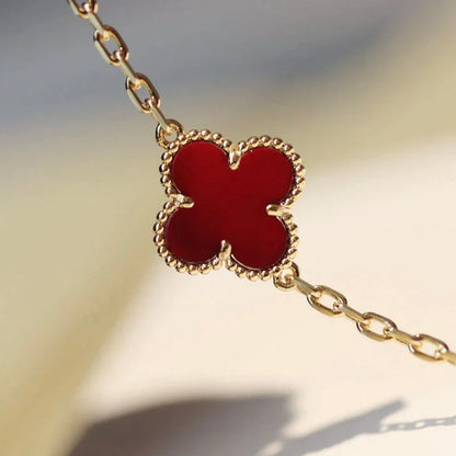 [Super Jewellery]CLOVER 20 MOTIFS CARNELIAN NECKLACE