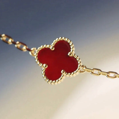 [Super Jewellery]CLOVER 20 MOTIFS CARNELIAN NECKLACE