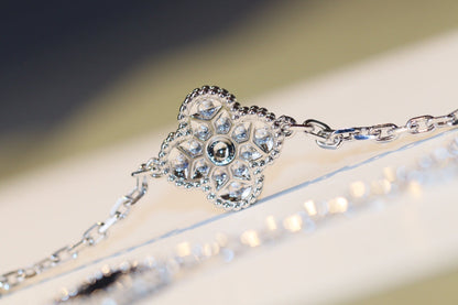 [Super Jewellery]CLOVER 20 MOTIFS ONYX DIAMOND SILVER