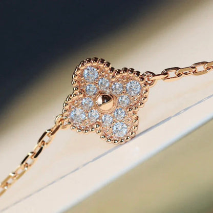 [Super Jewellery]CLOVER 20 MOTIFS DARK MOP DIAMOND  NECKLACE