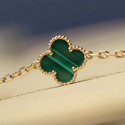[Super Jewellery]CLOVER 20 MOTIFS MALACHITE GOLD