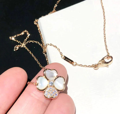 [Super Jewellery]CLOVER MOP DIAMOND ROSE GOLD NECKLACE