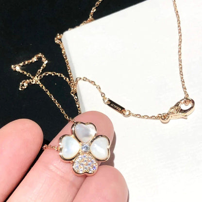 [Super Jewellery]CLOVER MOP DIAMOND ROSE GOLD NECKLACE