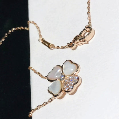 [Super Jewellery]CLOVER MOP DIAMOND ROSE GOLD NECKLACE