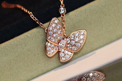 [Super Jewellery]BUTTERFLY DIAMOND NECKLACE