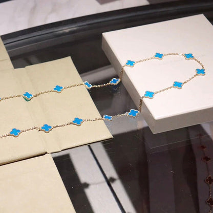 [Super Jewellery]CLOVER 20 MOTIFS BLUE AGATE GOLD