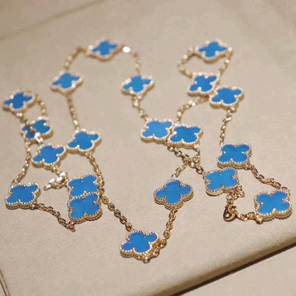 [Super Jewellery]CLOVER 20 MOTIFS BLUE AGATE GOLD
