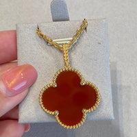 [Super Jewellery]CLOVER 25MM NECKLACE GOLD CARNELIAN