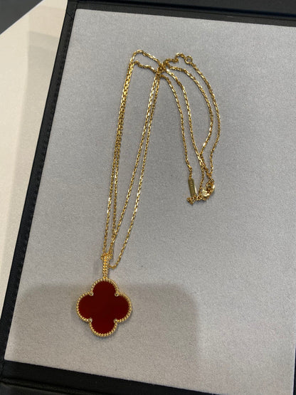 [Super Jewellery]CLOVER 25MM NECKLACE GOLD CARNELIAN