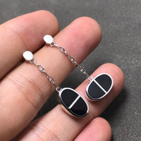 [Super Jewellery]CHAINE VERSO BLACK CERAMIC SILVER EARRINGS