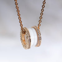 [Super]ZERO 1 WHITE CERAMIC PINK GOLD DIAMOND NECKLACE