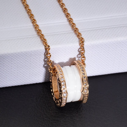 [Super]ZERO 1 WHITE CERAMIC PINK GOLD DIAMOND NECKLACE