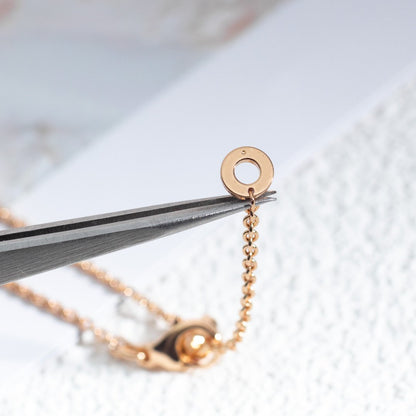 [Super]ZERO 1 WHITE CERAMIC PINK GOLD DIAMOND NECKLACE