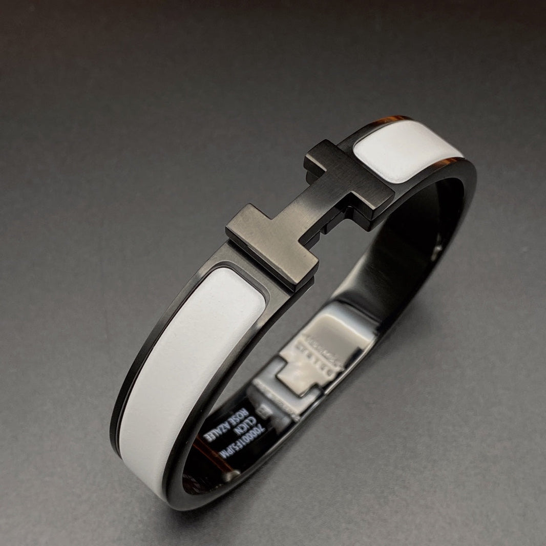 [Super Jewellery]H BRACELET 12MM BLACK WHITE CERAMIC