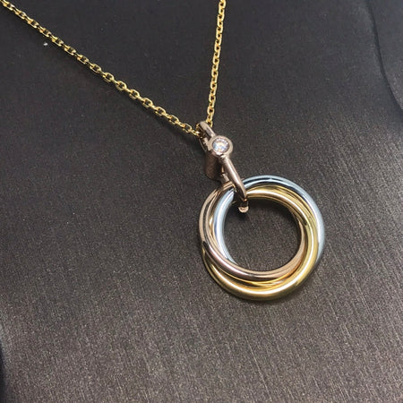 [Super Jewellery]TRINITY SILVER GOLD PINK GOLD NECKLACE