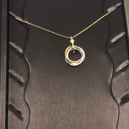 [Super Jewellery]TRINITY SILVER GOLD PINK GOLD NECKLACE