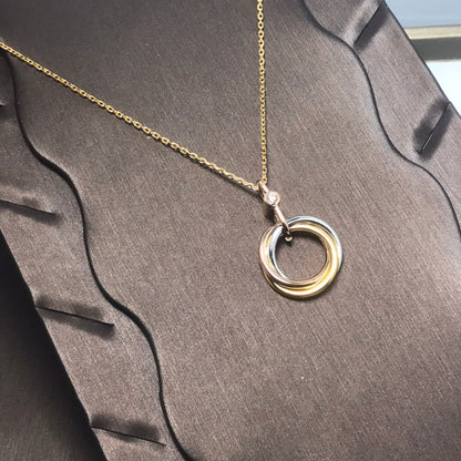 [Super Jewellery]TRINITY SILVER GOLD PINK GOLD NECKLACE